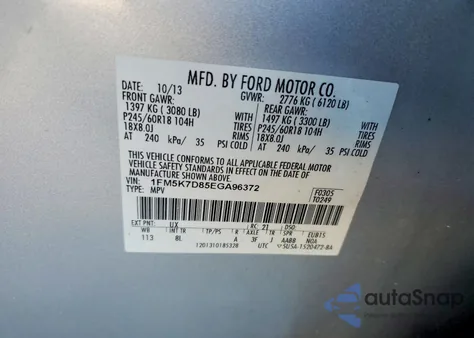 2014 Ford Explorer Xlt z USA, uszkodzony, nr VIN 1FM5K7D85EGA96372